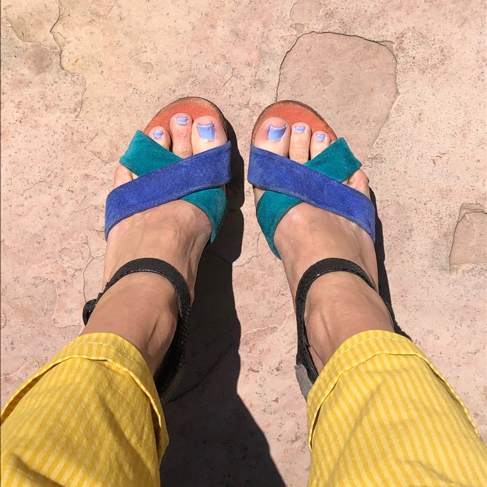 TOMS platform colorblock sandals